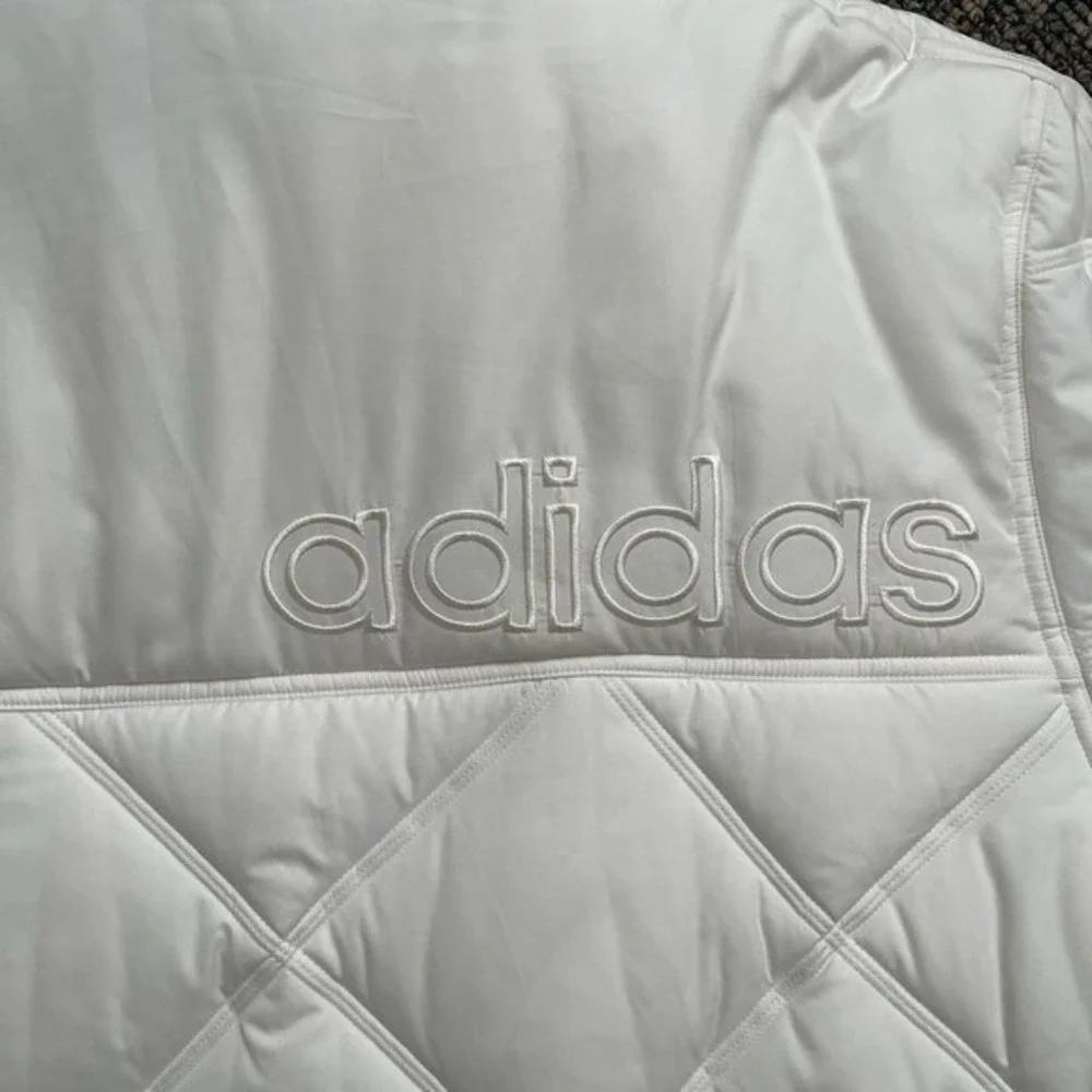 Adidas White Quilted Puffer Jacket Diamond Stitch Full Zip Mens‎ Large L